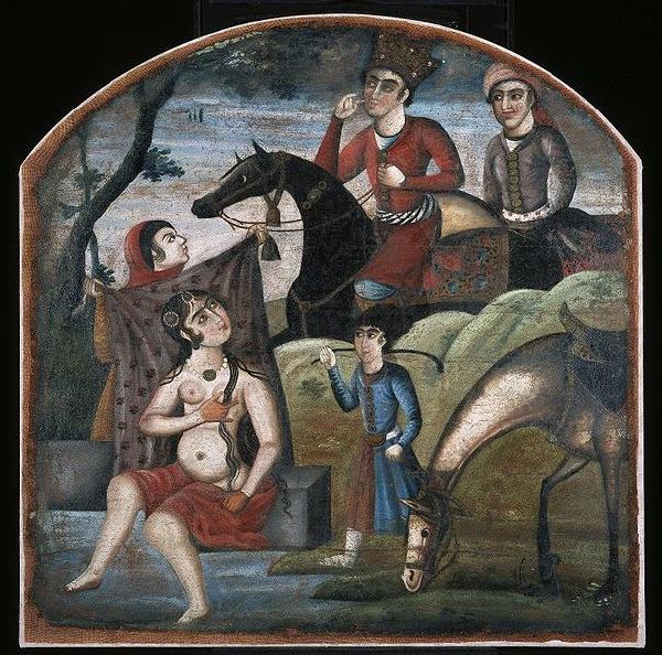 unknow artist Khusraw Discovers Shirin Bathing, From Pictorial Cycle of Eight Poetic Subjects oil painting image